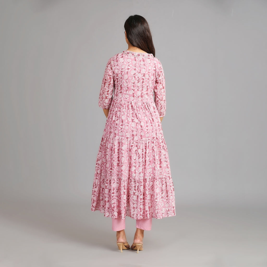 Lilac Premium Cotton Alia Suit Set with Mirror Work – 3pc - Aavarana by Karnika