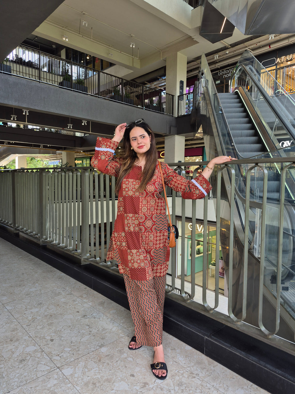 Maroon Printed Farshi Set