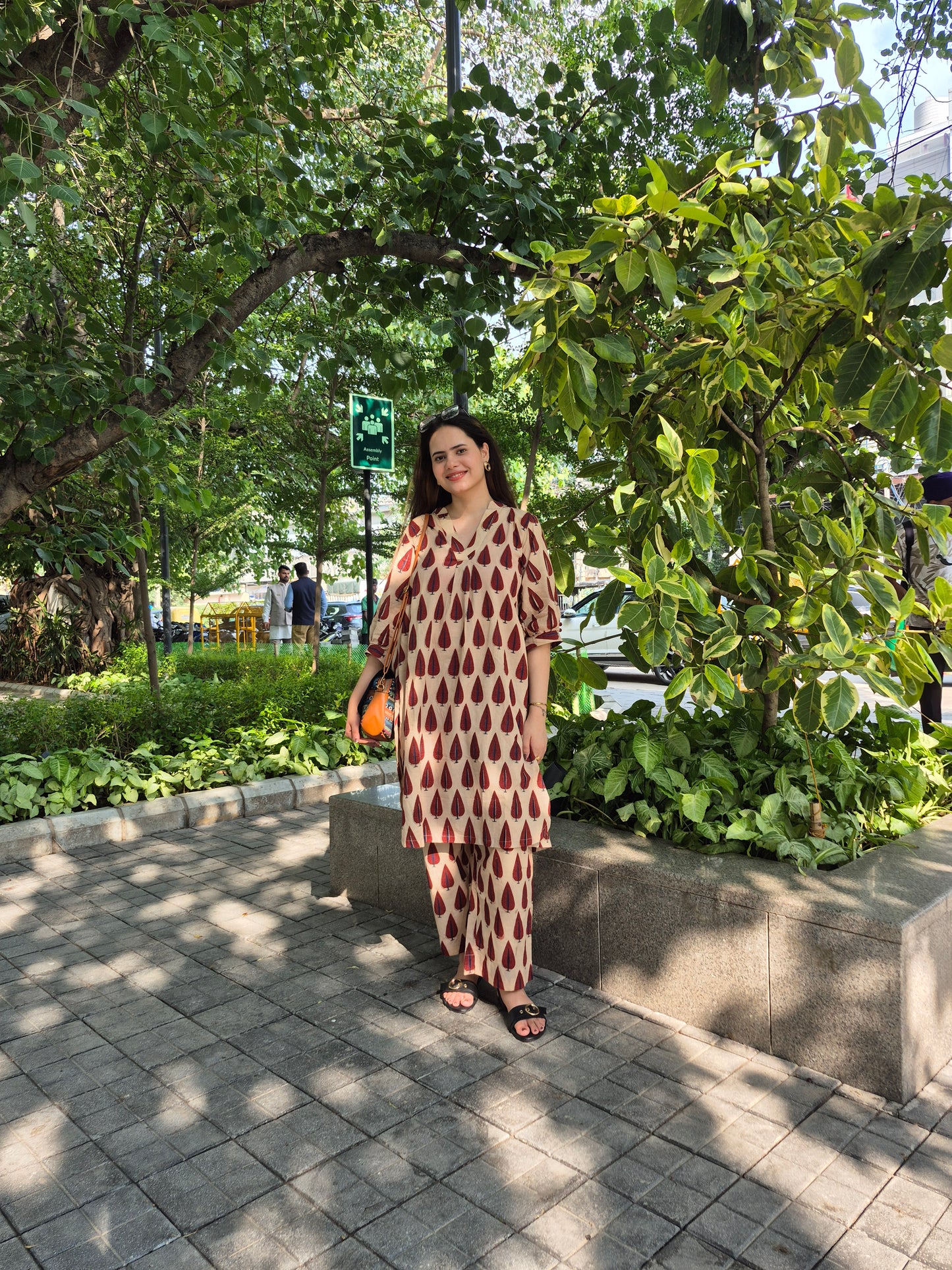 Rust Leaf Print Cotton Ensemble
