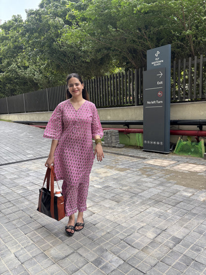 Blush Paisley Printed Kurta Set