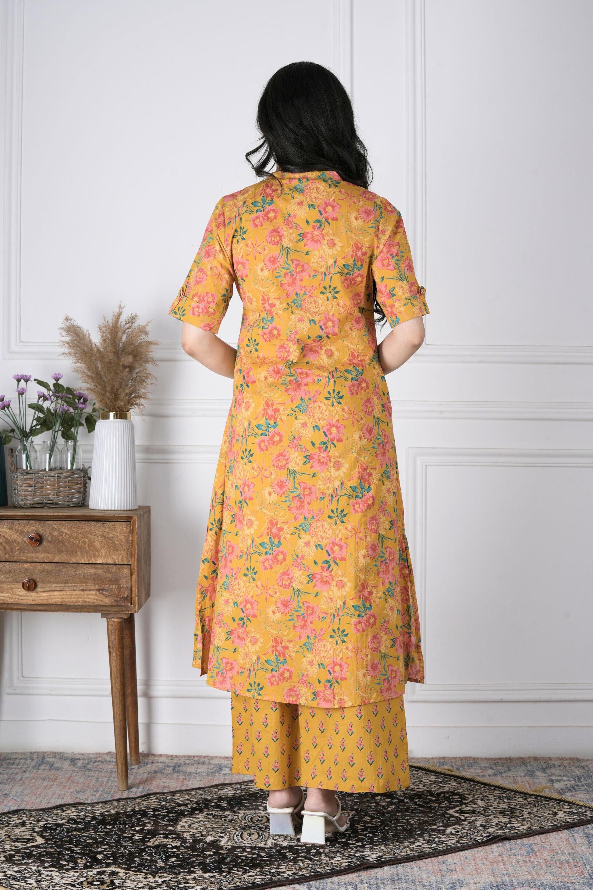 Moksha Mustard Yellow Indo-Western Co-ord Set - Aavarana by Karnika