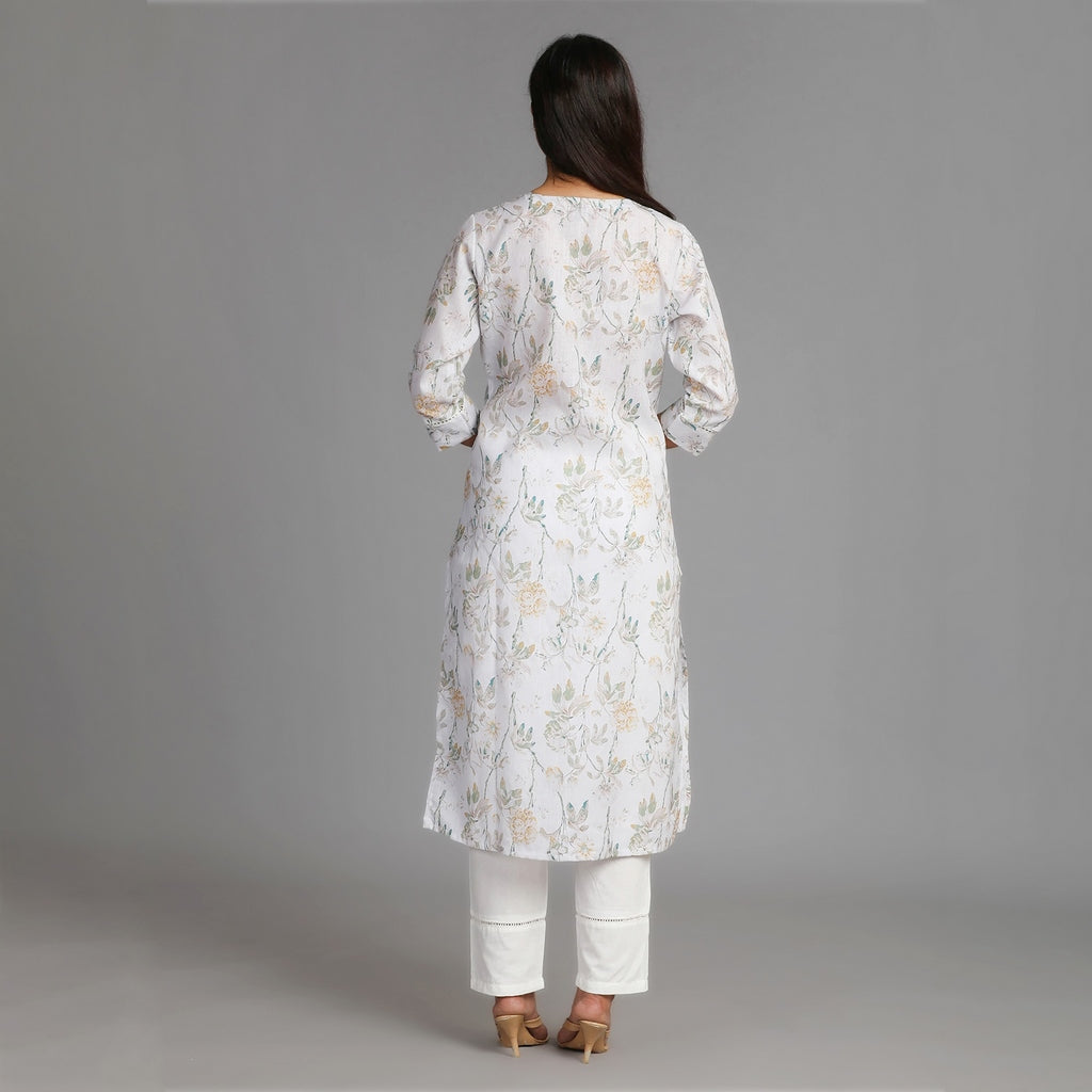 White Linen Cotton Suit Set – 3pc - Aavarana by Karnika