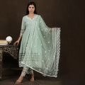 Powder Green Premium Cotton Heavy All Over Embroidery Suit Set – 3pc - Aavarana by Karnika