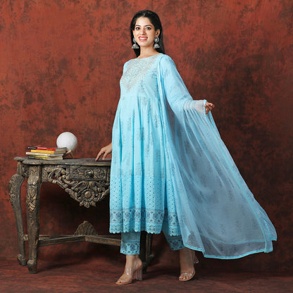 Sky Blue Suit - Aavarana by Karnika