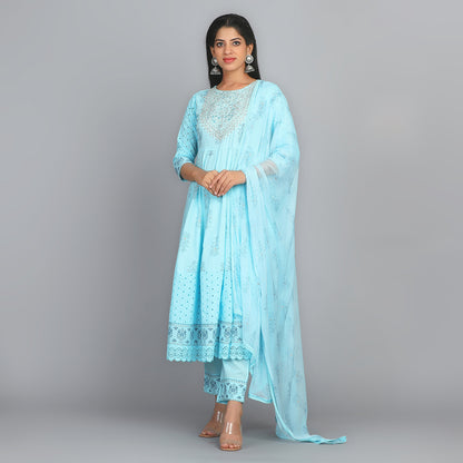 Sky Blue Suit - Aavarana by Karnika