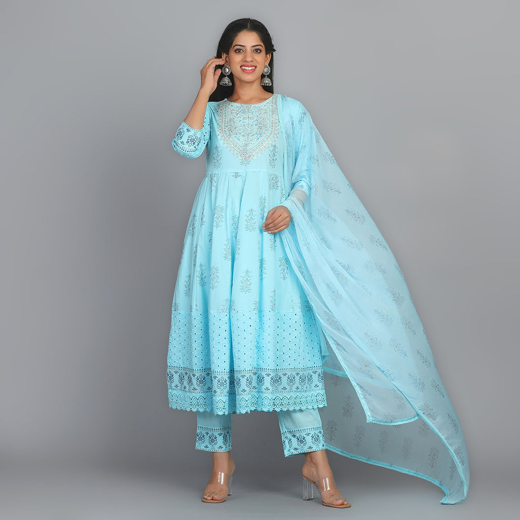 Sky Blue Suit - Aavarana by Karnika