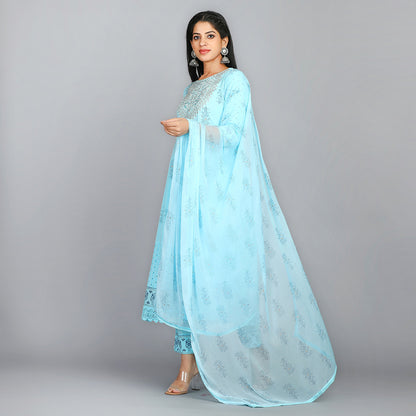 Sky Blue Suit - Aavarana by Karnika