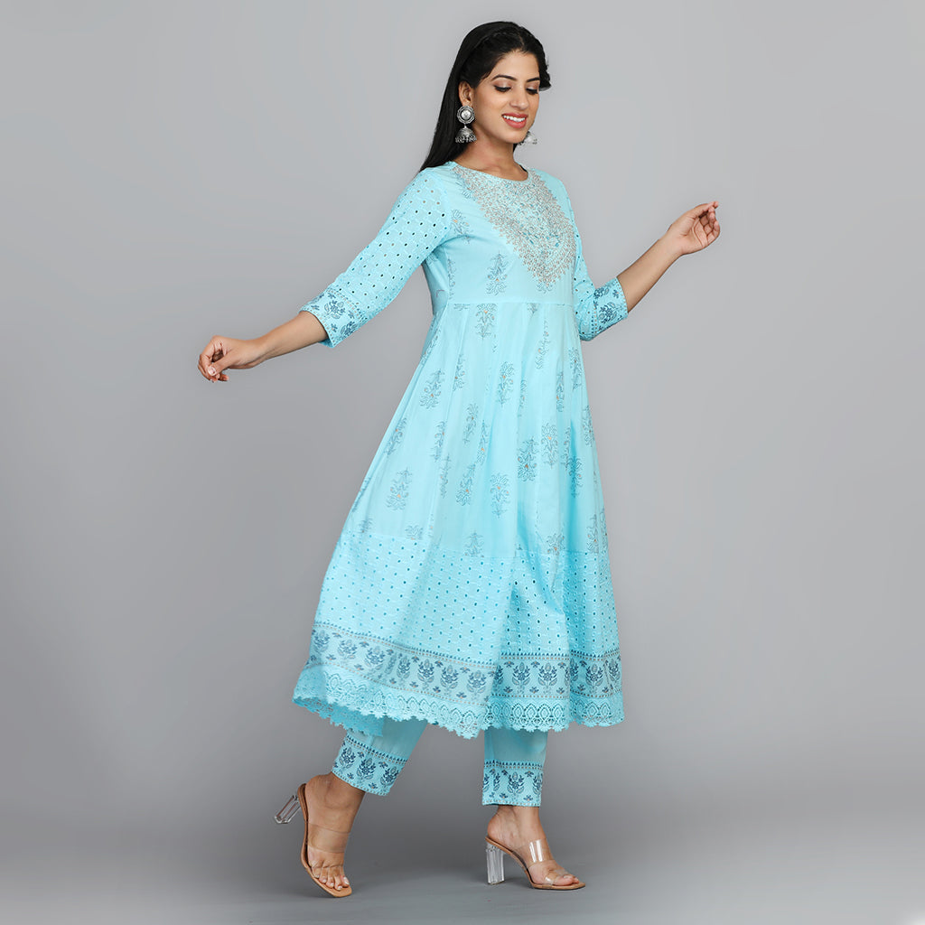 Sky Blue Suit - Aavarana by Karnika