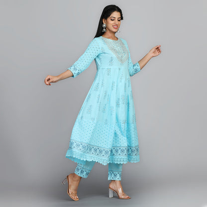 Sky Blue Suit - Aavarana by Karnika