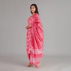 Red, Pink & Gold Cotton Afghani Suit Set– 3pc - Aavarana by Karnika
