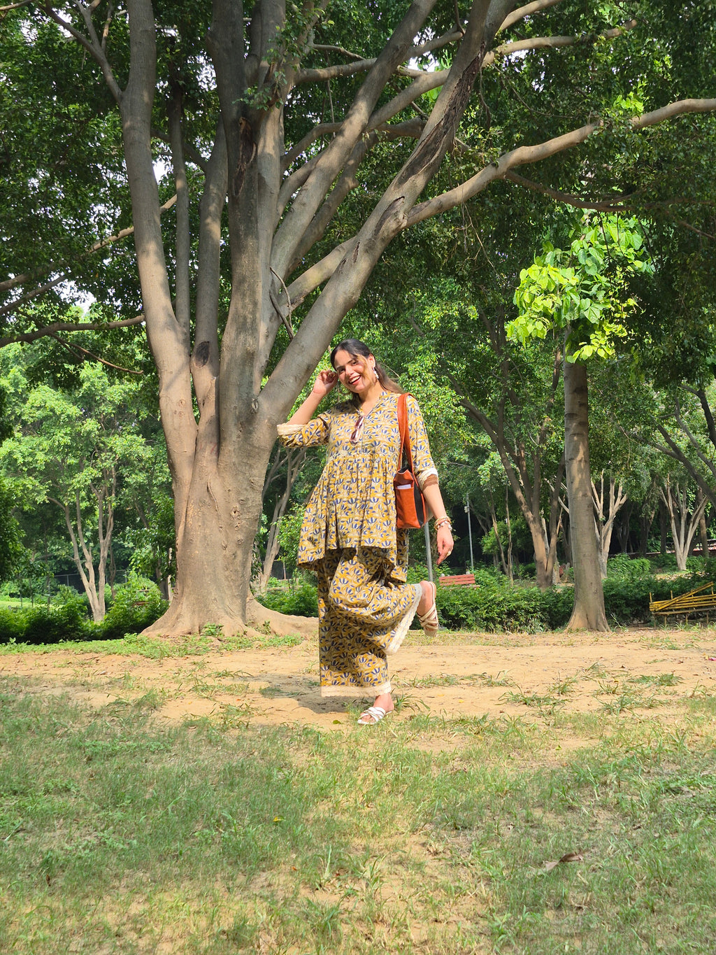Mustard Bloom Printed Cotton Ensemble