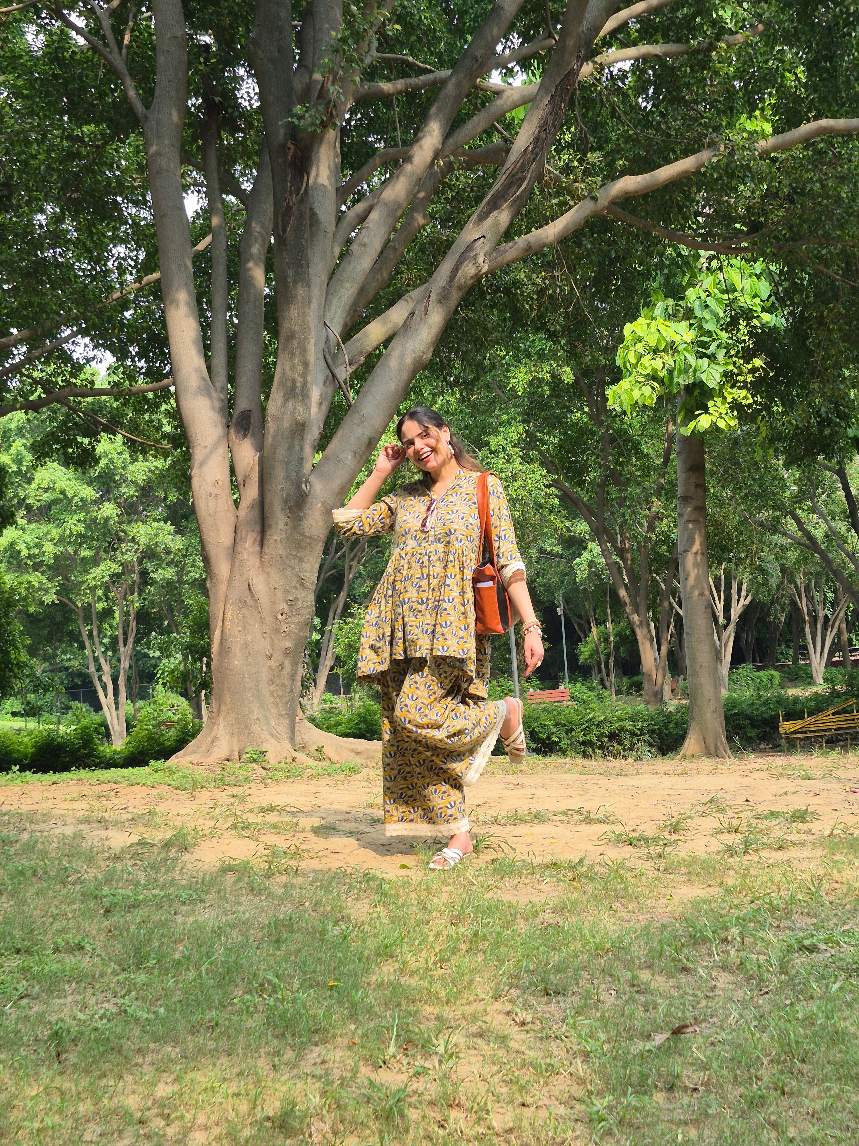 Mustard Bloom Printed Cotton Ensemble