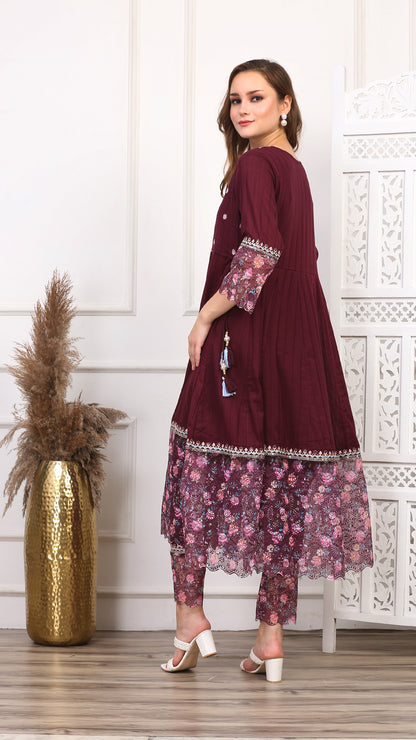 Burgundy Bahaar Salwar Suit Set