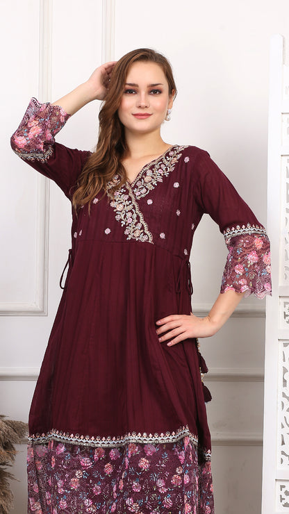 Burgundy Bahaar Salwar Suit Set