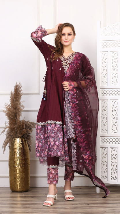 Burgundy Bahaar Salwar Suit Set