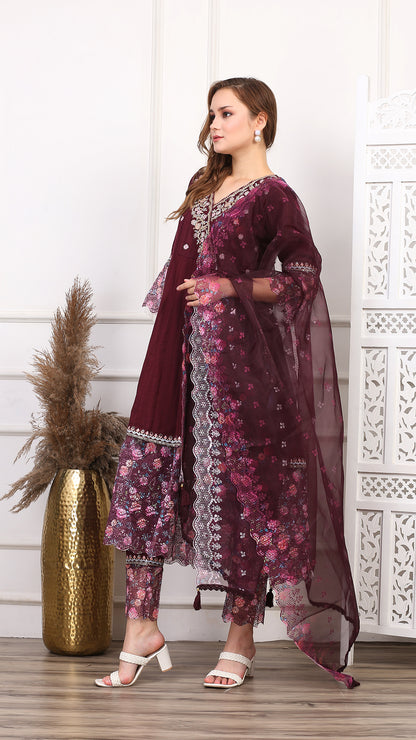 Burgundy Bahaar Salwar Suit Set