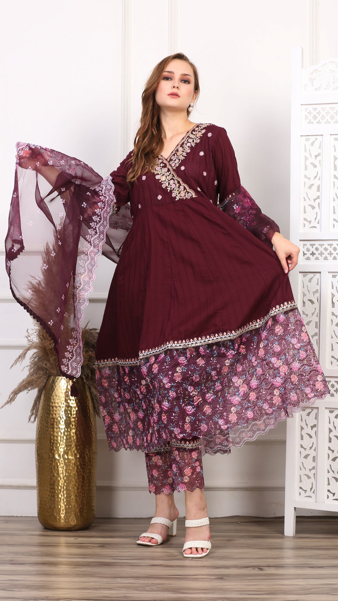 Burgundy Bahaar Salwar Suit Set