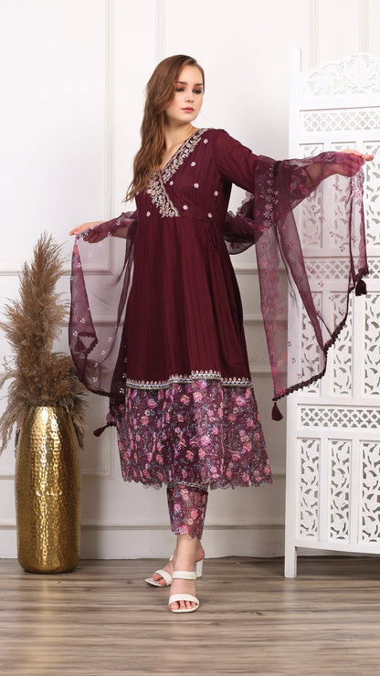 Burgundy Bahaar Salwar Suit Set