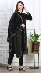 Noor Black Velvet Zari Embroidery Suit