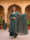 Teal Bloom Angrakha Set: A Regal Fusion of Tradition & Grace