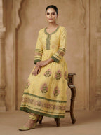 Saffron Bloom Anarkali Set – A Vintage Garden Symphony