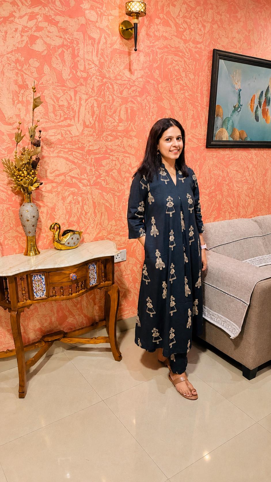 Inhouse Black Printed Kurta Pant Set