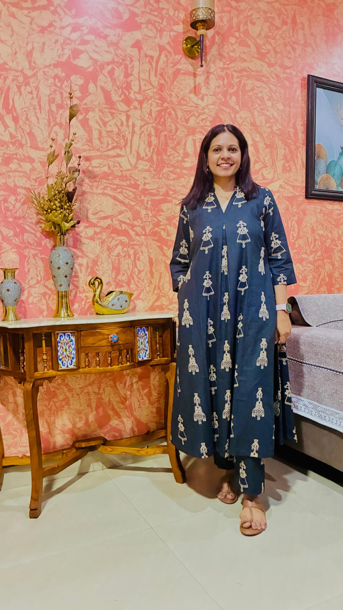 Inhouse Black Printed Kurta Pant Set