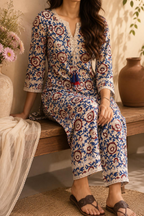 Indigo Floral Printed Cotton Set